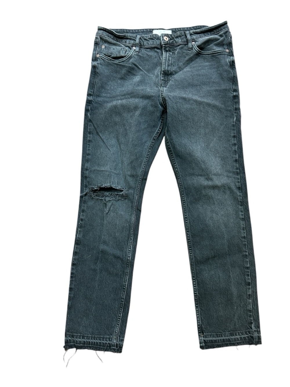 Free People We The Free Black Distressed Boho Straight Leg Denim Jeans size 31